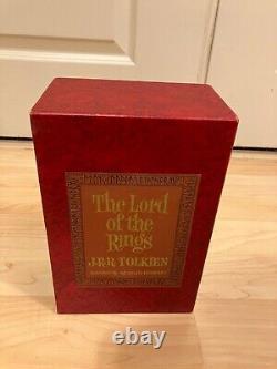 1976 Houghton Mifflin THE LORD OF THE RINGS RED Box Set JRR Tolkien Second Ed