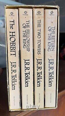 70's Vintage J. R. R. TOLKIEN Gold Box Set LORD of the RINGS Books withHOBBIT RARE